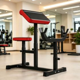 265 LBS Black Preacher Curl Bench, Adjustable Seated Arm Isolation Station for Barbell Dumbbell Bicep Strength Training