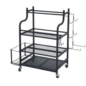 Yoga Mat Storage Rack, Home Gym Workout Equipment Organizer, Powder Coated Finish Steel Yoga Mat Holder with Hooks & Wheels, Weight Rack for Dumb