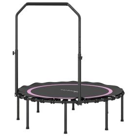 45" Rebounder Trampoline for Adults, Foldable Mini Trampoline with Adjustable Handle Bar for Indoor Outdoor, Pink (Option: Pink-900x440x110 mm)