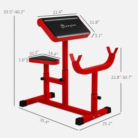 Soozier 265 LBS Preacher Curl Bench For Strength Training, Adjustable Seated Arm Isolated Barbell Dumbbell Bicep Station, Red (Option: Red)