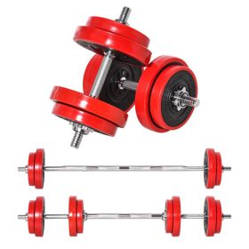 Adjustable Dumbbell Set, 44lbs Convertible to Barbell Weight Set for Home Gym Women and Men Weight Lifting Training (Option: Red Wine-450x285x150 mm)