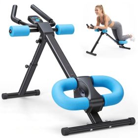 Adjustable Ab Machine For Stomach Workout, Core Workout Equipment For Home Gym, Ab Trainer With 2 Incline & 5 Height Levels, Knee & Elbow Protect (Option: Blue)